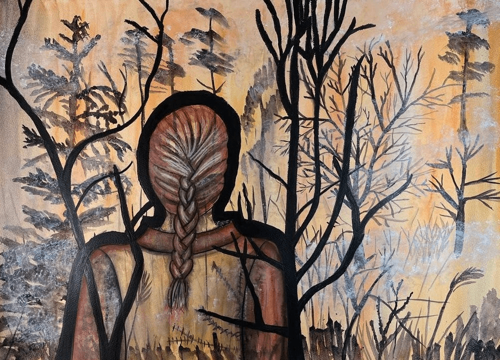Skoven Brænder mixedmedia på papir /6 x 56 cm.
